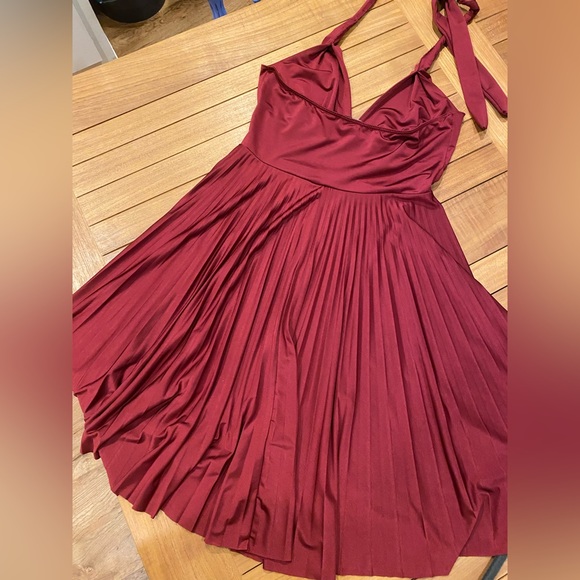 Maroon Baby Doll Halter Dress - Picture 3 of 9